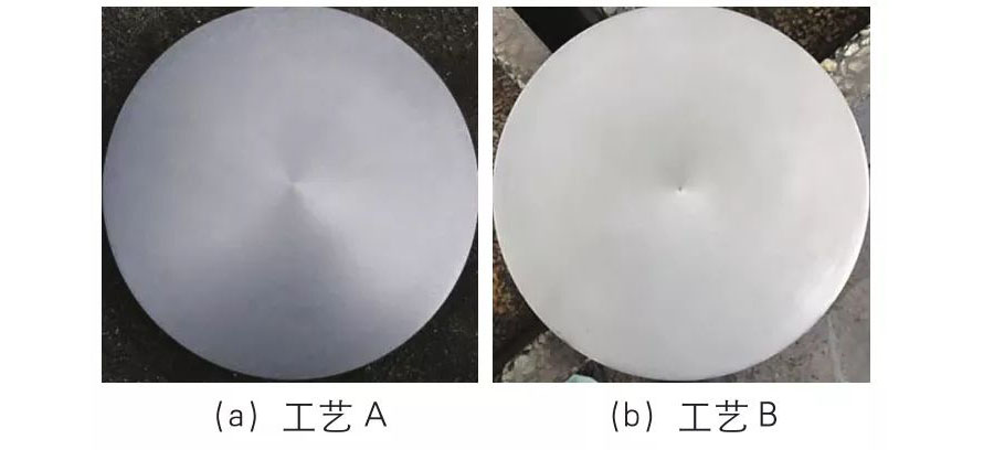 兩種工藝鍛制的φ150mm規格TA22成品棒材的橫向低倍組織
